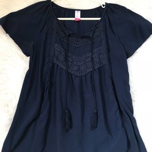Navy embroidered top